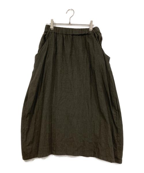 evam eva（エヴァムエヴァ）evam eva (エヴァムエヴァ) コットン リネン グレンチェック イージー スカート ブラウン サイズ:表記なしの古着・服飾アイテム