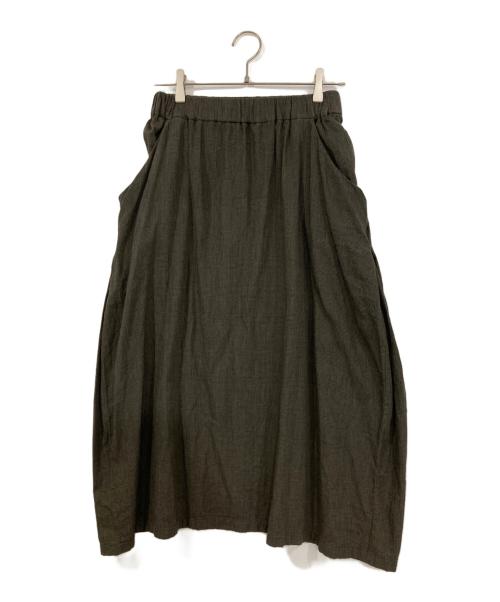 evam eva（エヴァムエヴァ）evam eva (エヴァムエヴァ) コットン リネン グレンチェック イージー スカート ブラウン サイズ:表記なしの古着・服飾アイテム