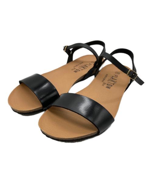 plakton（プラクトン）PLAKTON (プラクトン) アンクルストラップサンダル ブラック×ベージュ サイズ:39の古着・服飾アイテム