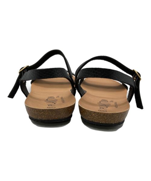 plakton（プラクトン）PLAKTON (プラクトン) アンクルストラップサンダル ブラック×ベージュ サイズ:39の古着・服飾アイテム