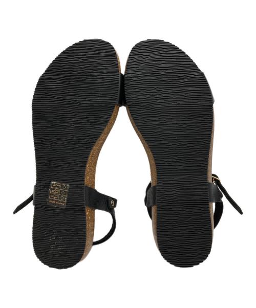 plakton（プラクトン）PLAKTON (プラクトン) アンクルストラップサンダル ブラック×ベージュ サイズ:39の古着・服飾アイテム