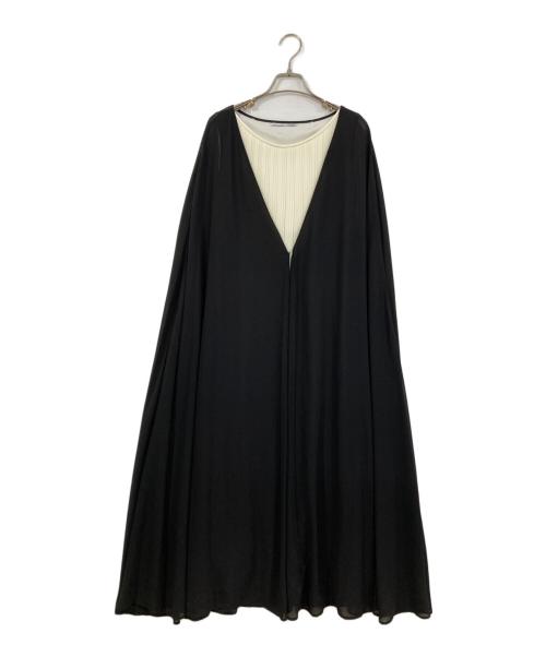 JENNE（ジェンヌ）JENNE (ジェンヌ) 2wayケープレイヤードワンピース ホワイト×ブラック サイズ:Ⅿの古着・服飾アイテム