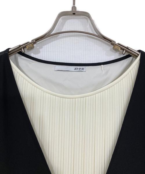 JENNE（ジェンヌ）JENNE (ジェンヌ) 2wayケープレイヤードワンピース ホワイト×ブラック サイズ:Ⅿの古着・服飾アイテム