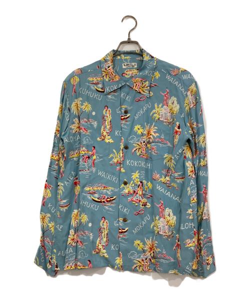 Sun Surf（サンサーフ）Sun Surf (サンサーフ) 長袖アロハシャツ スカイブルー サイズ:Lの古着・服飾アイテム