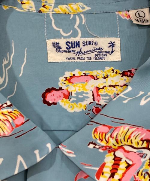 Sun Surf（サンサーフ）Sun Surf (サンサーフ) 長袖アロハシャツ スカイブルー サイズ:Lの古着・服飾アイテム