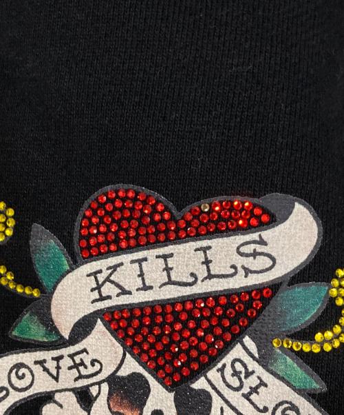 unknown（アンノウン）Unknown (アンノウン) ED HARDY (エド ハーディー) ラインストーンジップパーカー ブラック サイズ:Lの古着・服飾アイテム