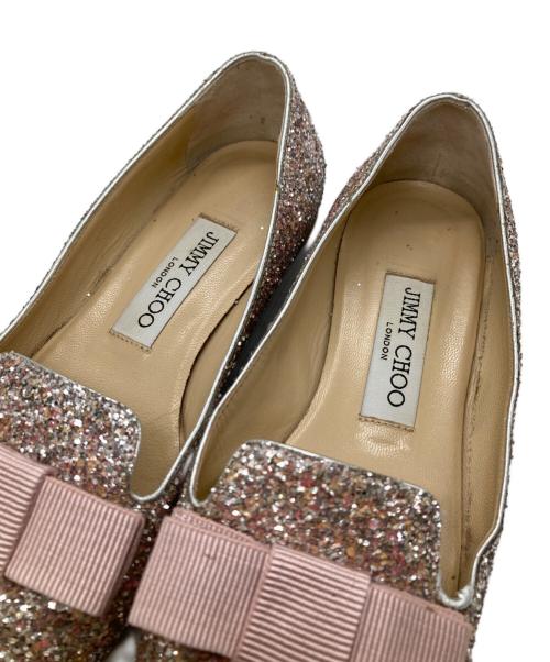 JIMMY CHOO（ジミーチュウ）JIMMY CHOO (ジミーチュウ) リボンフラットパンプス ピンク サイズ:38の古着・服飾アイテム