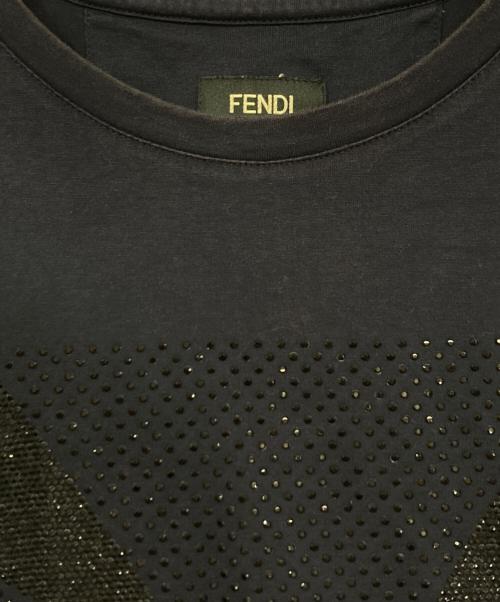 FENDI（フェンディ）FENDI (フェンディ) 18ss モンスターアイ ラインストーン 半袖Tシャツ ネイビー サイズ:48の古着・服飾アイテム