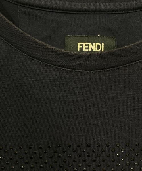 FENDI（フェンディ）FENDI (フェンディ) 18ss モンスターアイ ラインストーン 半袖Tシャツ ネイビー サイズ:48の古着・服飾アイテム