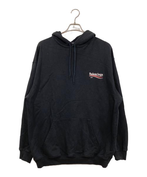 BALENCIAGA（バレンシアガ）BALENCIAGA (バレンシアガ) 17AW キャンペーンロゴプルオーバーパーカー ブラック サイズ:Lの古着・服飾アイテム