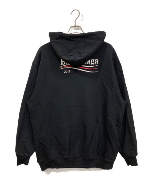 BALENCIAGA（バレンシアガ）BALENCIAGA (バレンシアガ) 17AW キャンペーンロゴプルオーバーパーカー ブラック サイズ:Lの古着・服飾アイテム