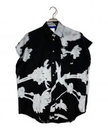 PAUL SMITH（ポールスミス）の古着「SCREEN FLORALノースリーブシャツ」｜ブラック×ホワイト