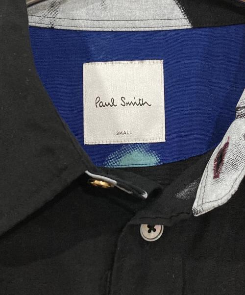 PAUL SMITH（ポールスミス）Paul Smith (ポールスミス) SCREEN FLORALノースリーブシャツ ブラック×ホワイト サイズ:Sの古着・服飾アイテム