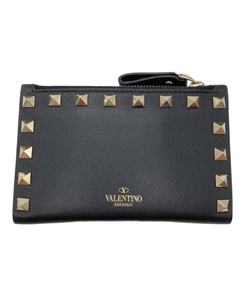 VALENTINO GARAVANI（ヴァレンティノ・ガラヴァーニ）VALENTINO GARAVANI (ヴァレンティノ・ガラヴァーニ) スタッズ二つ折り財布 ブラックの古着・服飾アイテム