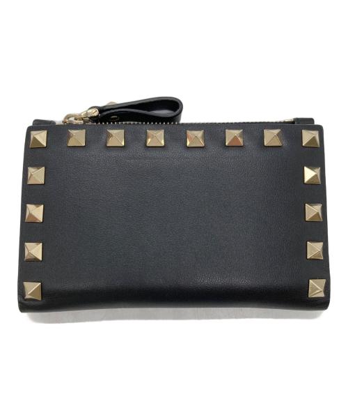VALENTINO GARAVANI（ヴァレンティノ・ガラヴァーニ）VALENTINO GARAVANI (ヴァレンティノ・ガラヴァーニ) スタッズ二つ折り財布 ブラックの古着・服飾アイテム