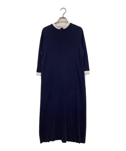 MACKINTOSH PHILOSOPHY（マッキントッシュ フィロソフィー）MACKINTOSH PHILOSOPHY (マッキントッシュ フィロソフィー) Cleric Collar Knit ワンピース ネイビー サイズ:38の古着・服飾アイテム