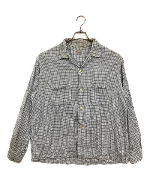 BRENTS（ブレント）BRENTS (ブレント) 60sヴィンテージ開襟シャツ ホワイト×ブルー サイズ:L 16-16 1/2の古着・服飾アイテム