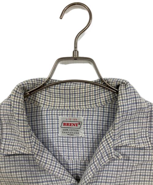 BRENTS（ブレント）BRENTS (ブレント) 60sヴィンテージ開襟シャツ ホワイト×ブルー サイズ:L 16-16 1/2の古着・服飾アイテム