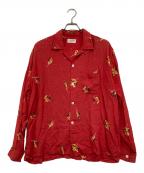 Manhattanマンハッタン）の古着「50s~60s総柄オープンカラーシャツ」｜レッド