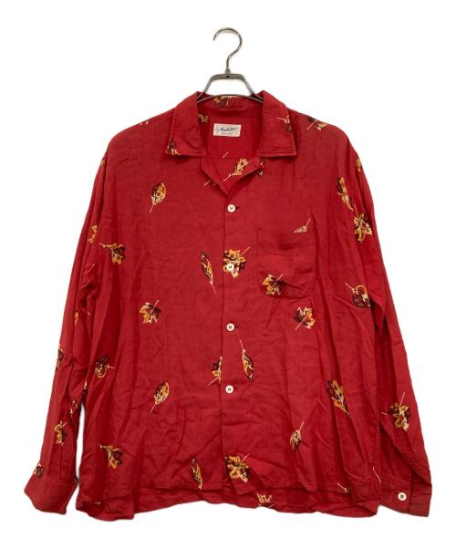 Manhattan（マンハッタン）Manhattan (マンハッタン) 50s~60s総柄オープンカラーシャツ レッド サイズ:XLの古着・服飾アイテム