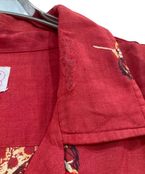 Manhattan（マンハッタン）Manhattan (マンハッタン) 50s~60s総柄オープンカラーシャツ レッド サイズ:XLの古着・服飾アイテム