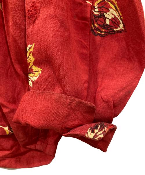 Manhattan（マンハッタン）Manhattan (マンハッタン) 50s~60s総柄オープンカラーシャツ レッド サイズ:XLの古着・服飾アイテム