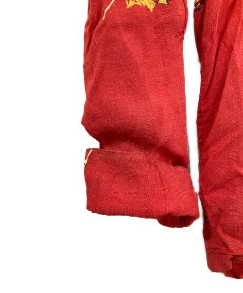 Manhattan（マンハッタン）Manhattan (マンハッタン) 50s~60s総柄オープンカラーシャツ レッド サイズ:XLの古着・服飾アイテム