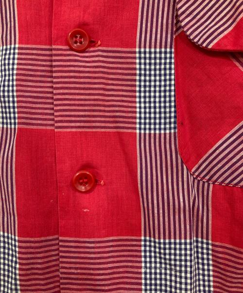 Pilgrim（ピルグリム）Pilgrim (ピルグリム) ヴィンテージオープンカラーチャックシャツ レッド サイズ:Lの古着・服飾アイテム
