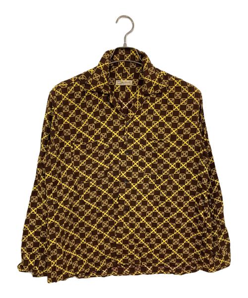 Sandy mac Donald（サンディマクドナルド）sandy mac donald (サンディマクドナルド) 60s総柄レーヨンシャツ ブラウン×イエロー サイズ:Lの古着・服飾アイテム