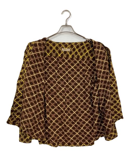 Sandy mac Donald（サンディマクドナルド）sandy mac donald (サンディマクドナルド) 60s総柄レーヨンシャツ ブラウン×イエロー サイズ:Lの古着・服飾アイテム