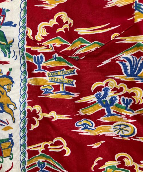 the champ（ザ・チャンプ）the champ (ザ・チャンプ) 総柄ヴィンテージシャツ レッド サイズ:Lの古着・服飾アイテム