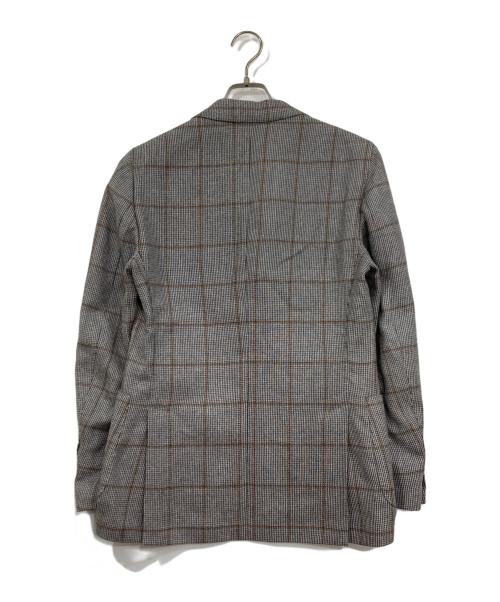 LARDINI（ラルディーニ）LARDINI (ラルディーニ) ウールリネン3Bテーラードジャケット グレー×ブラウン サイズ:46の古着・服飾アイテム