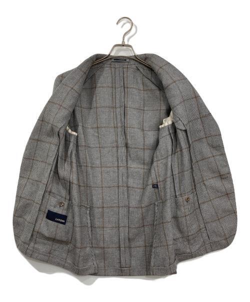 LARDINI（ラルディーニ）LARDINI (ラルディーニ) ウールリネン3Bテーラードジャケット グレー×ブラウン サイズ:46の古着・服飾アイテム
