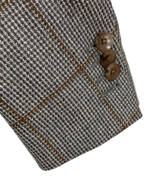 LARDINI（ラルディーニ）LARDINI (ラルディーニ) ウールリネン3Bテーラードジャケット グレー×ブラウン サイズ:46の古着・服飾アイテム