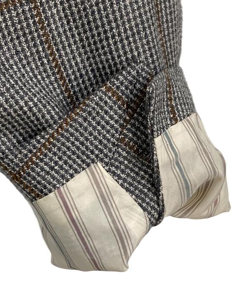 LARDINI（ラルディーニ）LARDINI (ラルディーニ) ウールリネン3Bテーラードジャケット グレー×ブラウン サイズ:46の古着・服飾アイテム