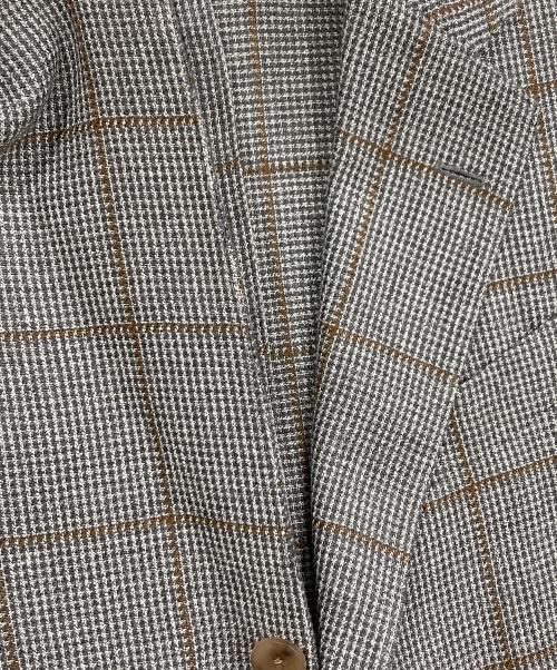 LARDINI（ラルディーニ）LARDINI (ラルディーニ) ウールリネン3Bテーラードジャケット グレー×ブラウン サイズ:46の古着・服飾アイテム