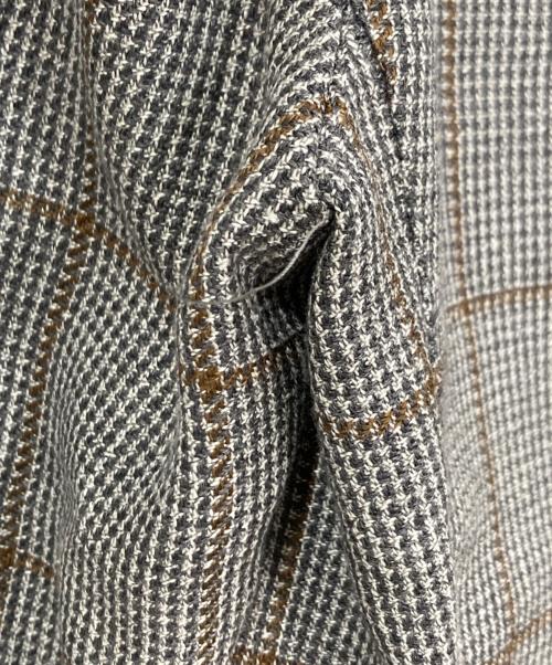 LARDINI（ラルディーニ）LARDINI (ラルディーニ) ウールリネン3Bテーラードジャケット グレー×ブラウン サイズ:46の古着・服飾アイテム