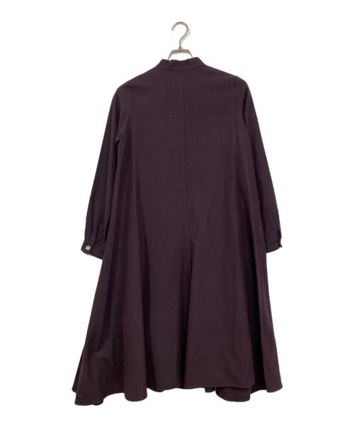 vm（ヴーム）vm (ヴーム) コットンウールバンドカラーシャツワンピース パープルの古着・服飾アイテム