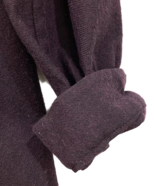 vm（ヴーム）vm (ヴーム) コットンウールバンドカラーシャツワンピース パープルの古着・服飾アイテム