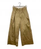 SOUMOソウモ）の古着「ビッグタックワイドチノパンツ」｜ベージュ
