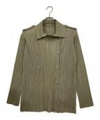 PLEATS PLEASEプリーツプリーズ）の古着「プリーツダブルジャケット」｜グリーン