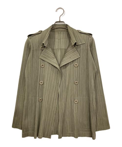 PLEATS PLEASE（プリーツプリーズ）PLEATS PLEASE (プリーツプリーズ) プリーツダブルジャケット グリーン サイズ:3の古着・服飾アイテム