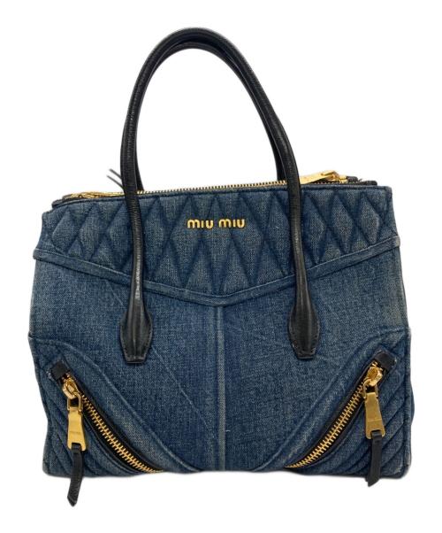 MIU MIU（ミュウミュウ）MIU MIU (ミュウミュウ) デニムバイカー ハンドバッグ インディゴの古着・服飾アイテム
