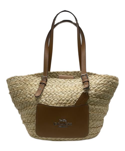 COACH（コーチ）COACH (コーチ) ラージ トートカゴバッグ ブラウン×ベージュの古着・服飾アイテム