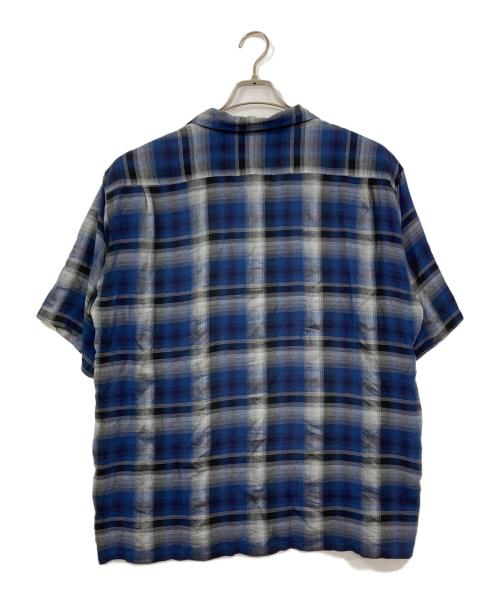 gold（ゴールド）GOLD (ゴールド) RAYON CHECK S/S OPEN SHIRT ネイビー サイズ:Lの古着・服飾アイテム