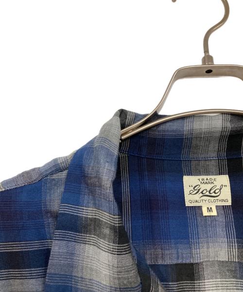 gold（ゴールド）GOLD (ゴールド) RAYON CHECK S/S OPEN SHIRT ネイビー サイズ:Lの古着・服飾アイテム