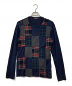 COMME des GARCONS HOMMEコムデギャルソン オム）の古着「ウール パッチワーク セーター」｜ネイビー