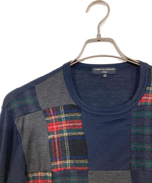COMME des GARCONS HOMME（コムデギャルソン オム）COMME des GARCONS HOMME (コムデギャルソン オム) ウール パッチワーク セーター ネイビー サイズ:Sの古着・服飾アイテム