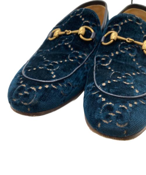 GUCCI（グッチ）GUCCI (グッチ) GGベルベット ローファー ブルー サイズ:SIZE 6 1/2の古着・服飾アイテム