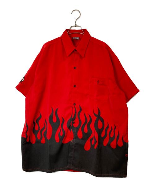 DOG TOWN（ドッグ タウン）DOG TOWN (ドッグ タウン) ファイヤーパターンシャツ レッド×ブラック サイズ:XLの古着・服飾アイテム